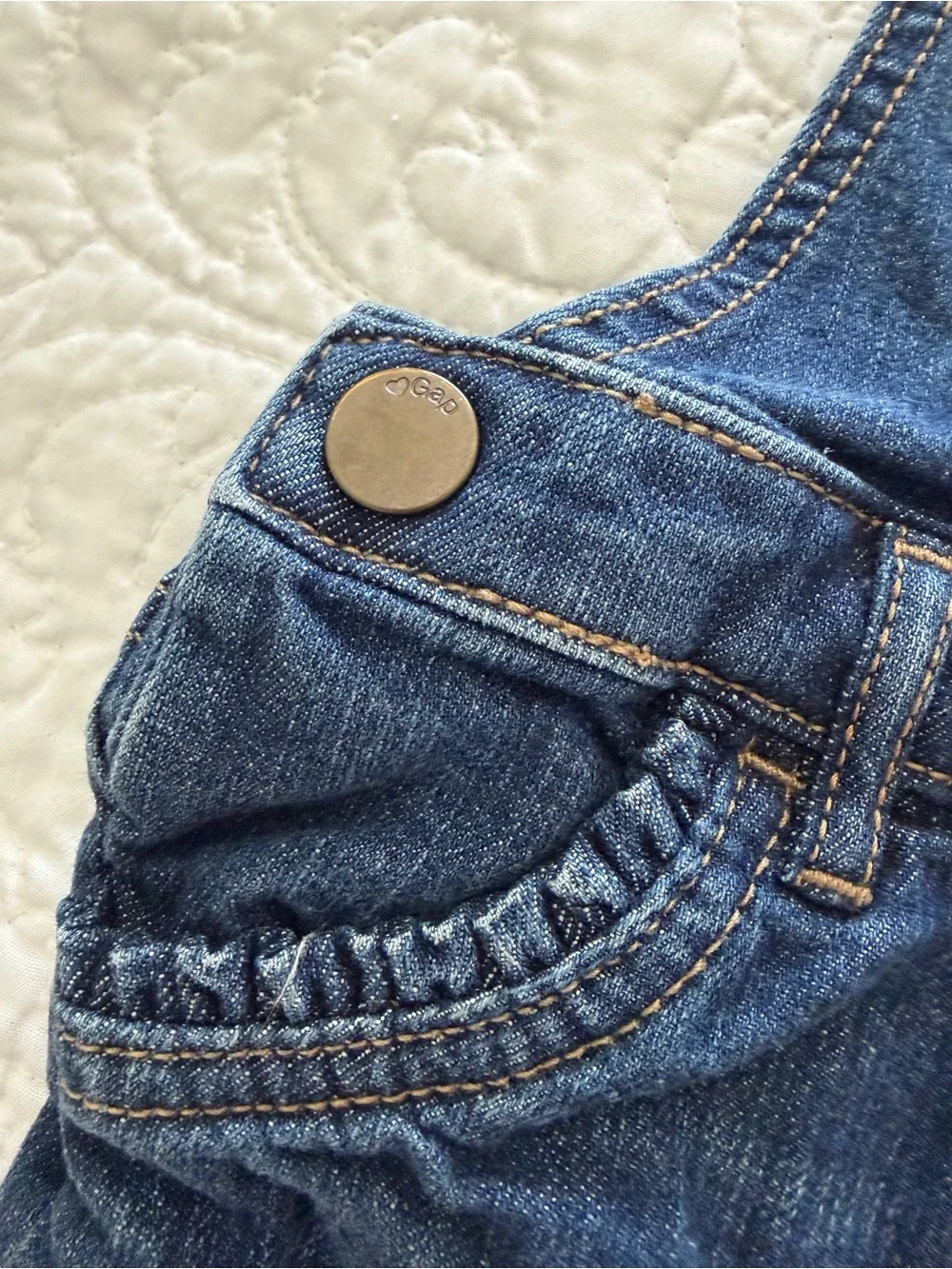 GAP Dark Blue Denim Short Overalls for Kids